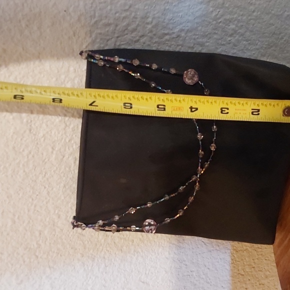 Signature Club A Womens Black Vinyl Bling BEADS Small Mini bag/ satchel clutch - Picture 3 of 8